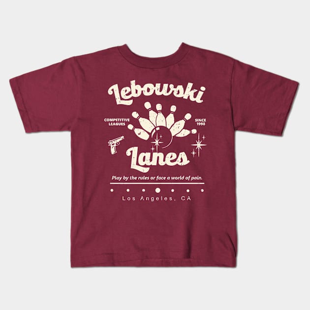 Lebowski Lanes Kids T-Shirt by Bigfinz